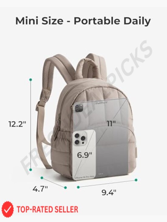 Mini Quilted Backpack Lightweight Puffer Daypack Travel Bookbag Water Resistant
